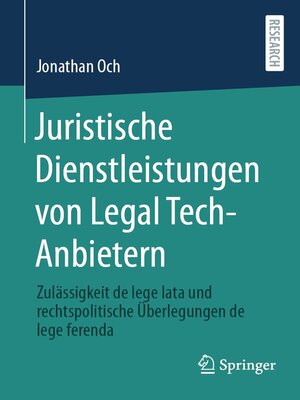 cover image of Juristische Dienstleistungen von Legal Tech-Anbietern